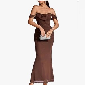 Elegant Brown Sleeveless Dress
